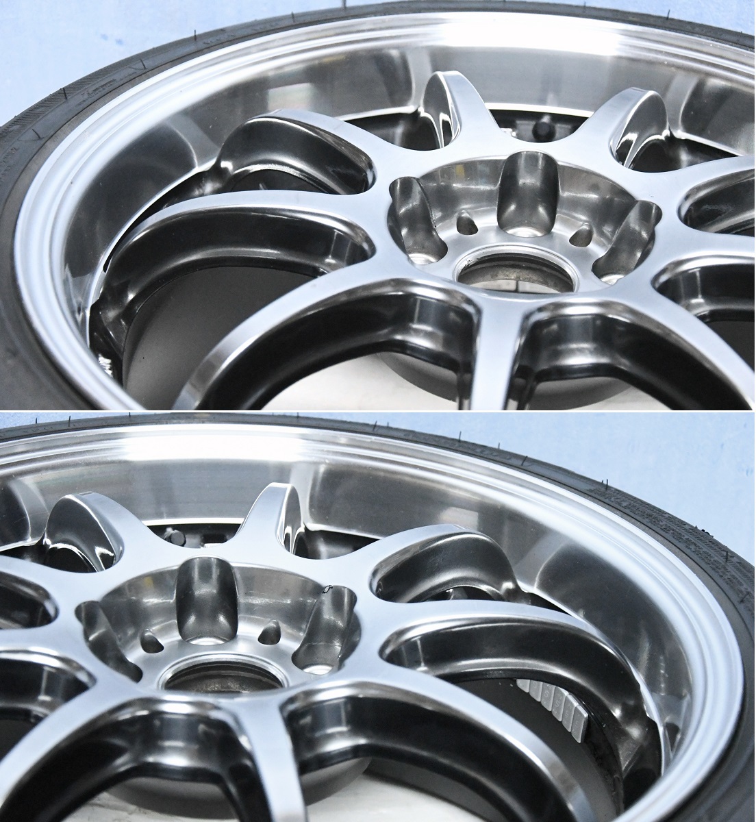 美品 WORK EMOTION D9R グリミットシルバー 18インチ 8.5J 5H-114.3 + 