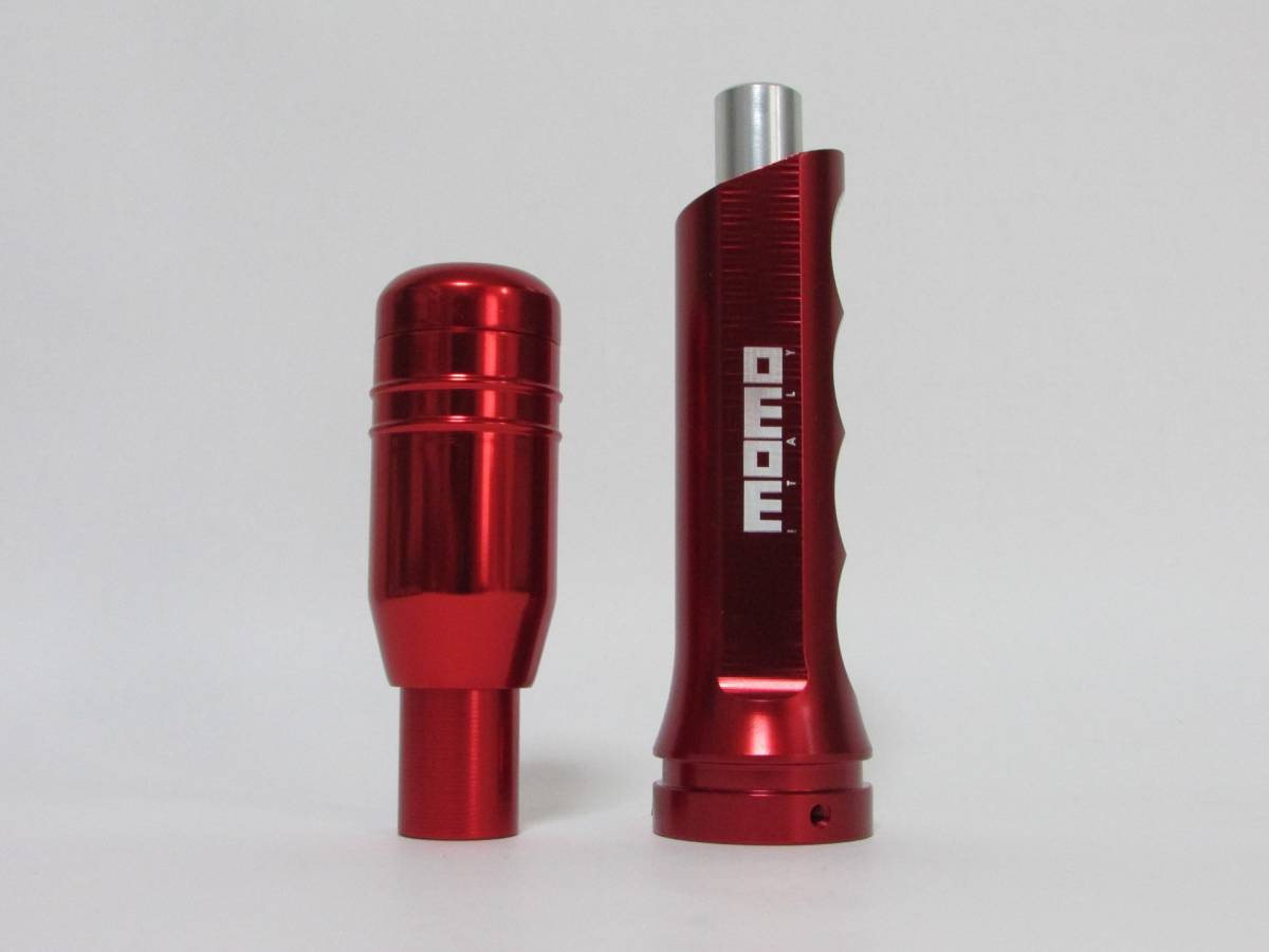 MOMO モモ シフトノブ プッシュ式 サイドブレーキカバーセット AT用 レッド