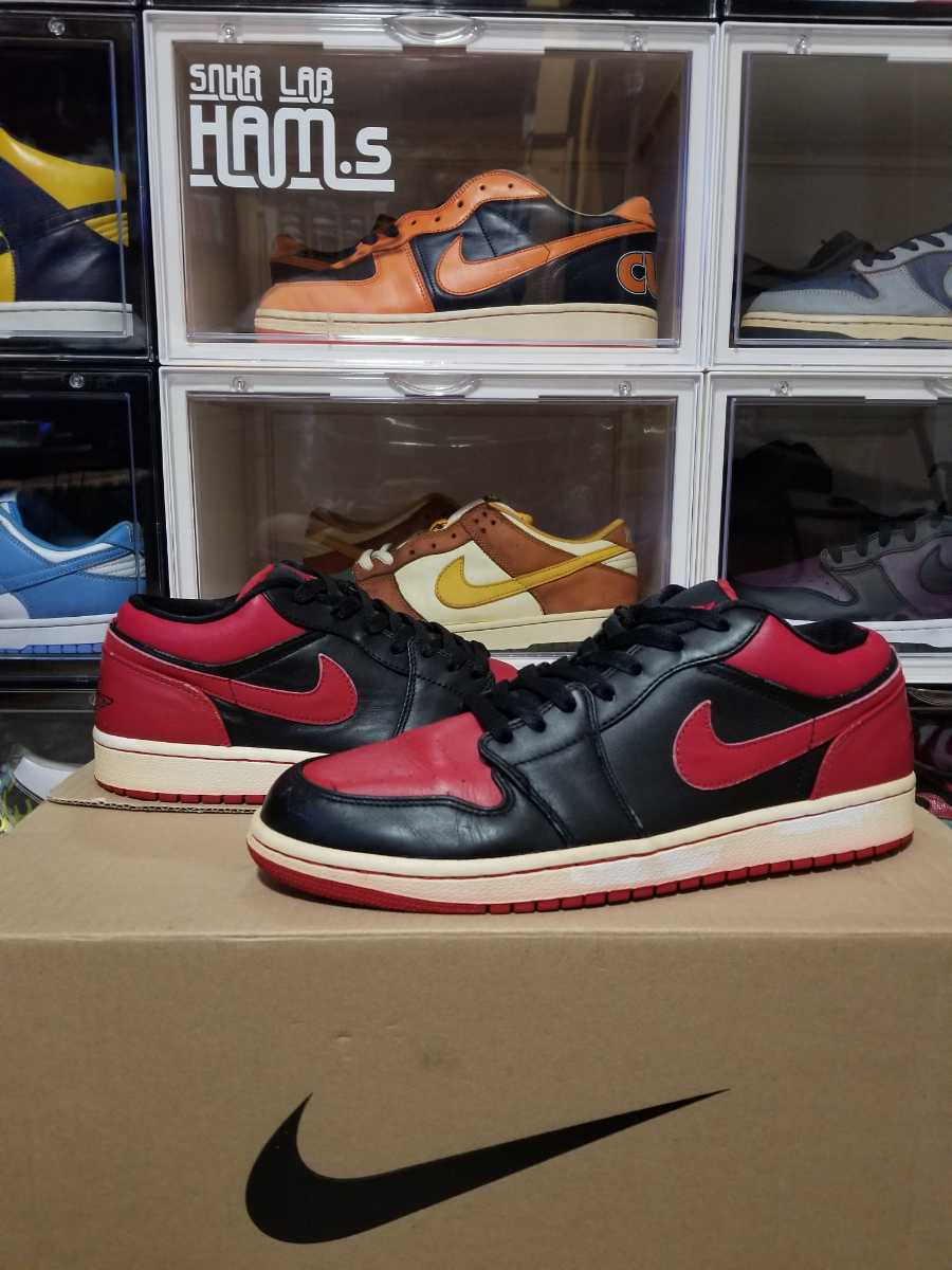 2008 NIKE AIR JORDAN 1 PHAT LOW [BLACK/VARSITY RED-WHITE] BRED 
