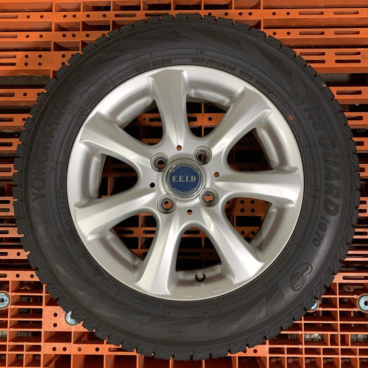 165/70R14 スタッドレス&アルミ 4本セット 放り出す ヨコハマ 2021年製 