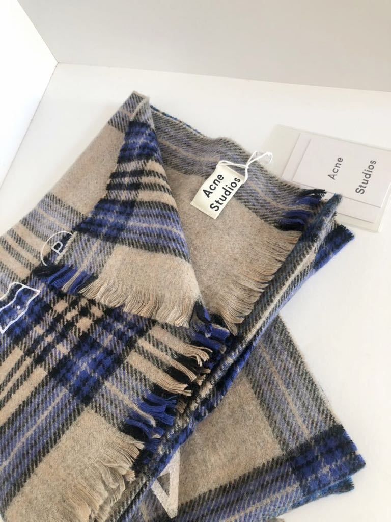Acne Studios チェック柄 大判ストール ウールマフラー オートミール