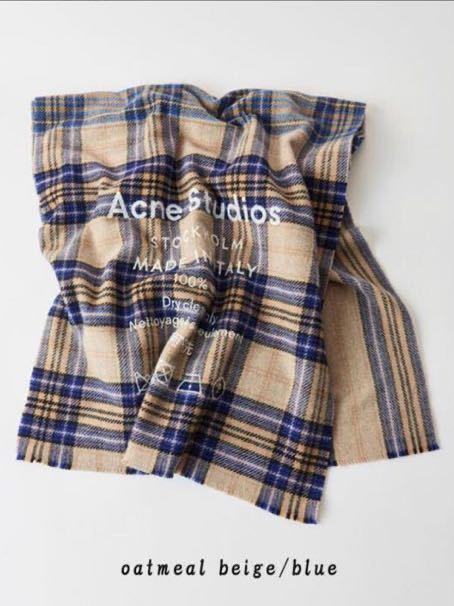Acne Studios チェック柄 大判ストール ウールマフラー オートミール