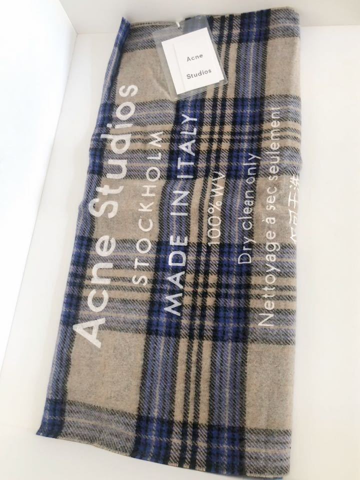 Acne Studios チェック柄 大判ストール ウールマフラー オートミール