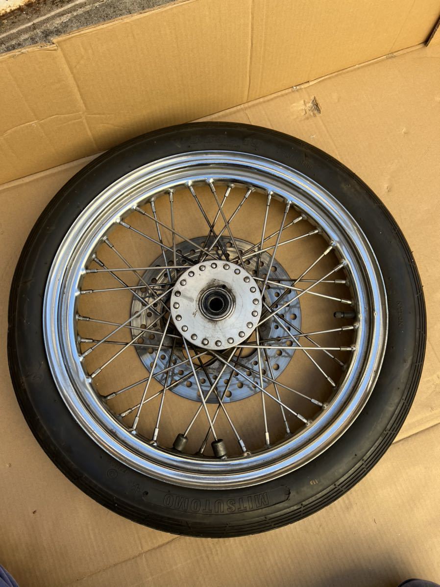 ハーレー35mmナローフォーク用フロントホイール タイヤセット 