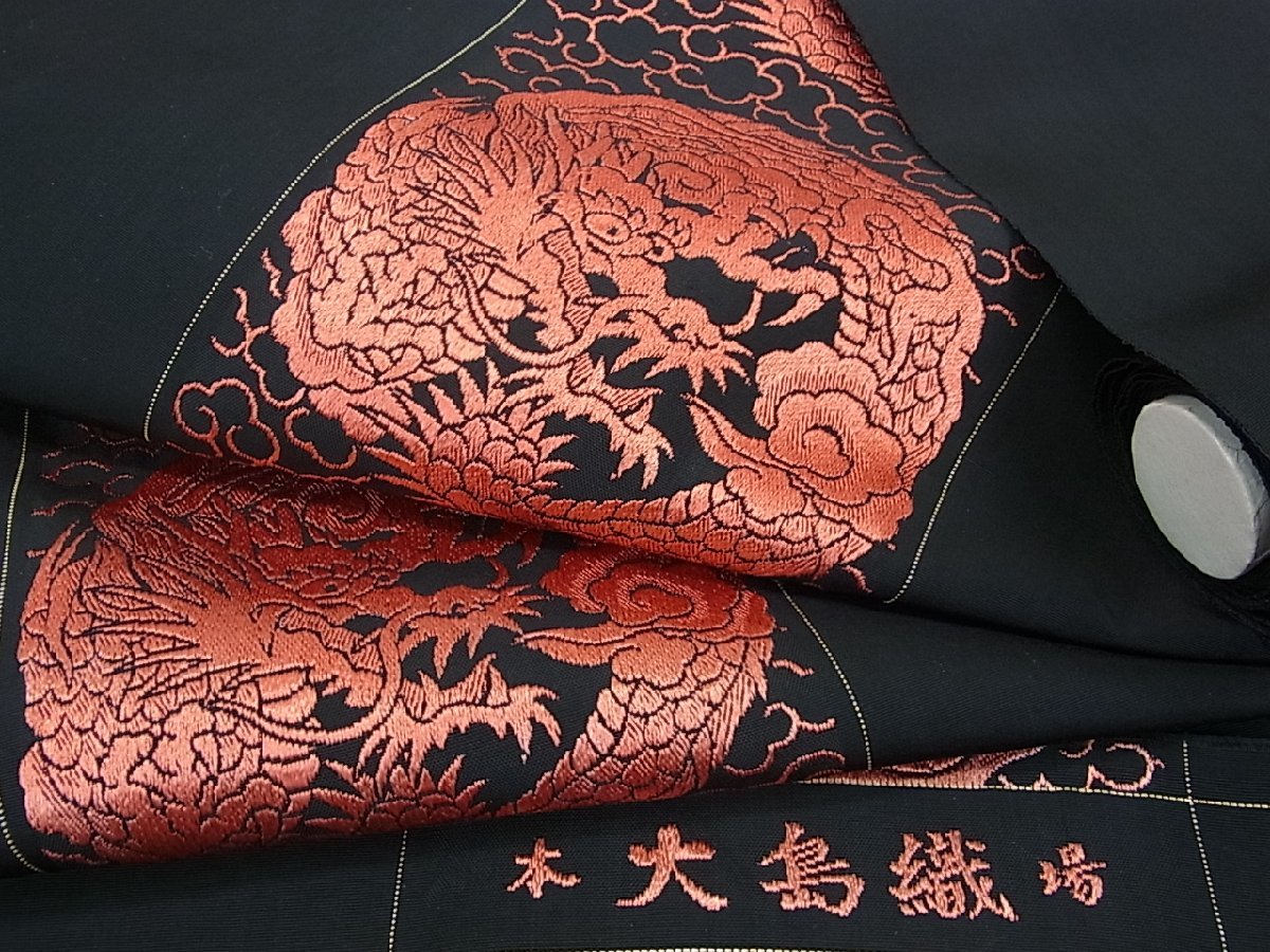  花美人着物 帯反物 名古屋帯 本場大島織 龍 竜 黒地 逸品 cf0382(未仕立て)｜売買されたオークション情報、yahooの商品情報をアーカイブ公開 - オークファン 未仕立て