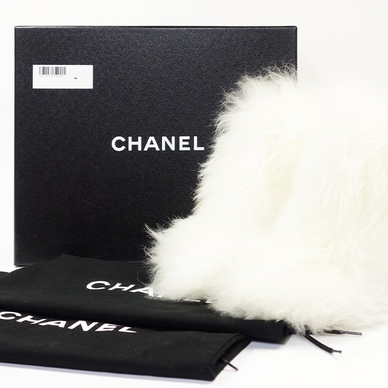 シャネル ロングブーツ ファー付き 24cm