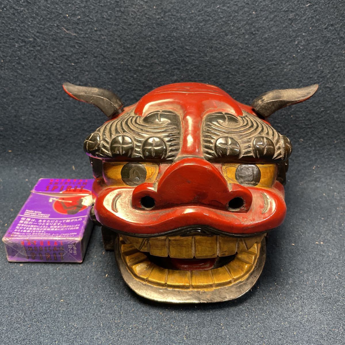 超美品！】獅子舞 獅子頭 木彫 魔除け 祭 古美術 木彫 ガラスケース