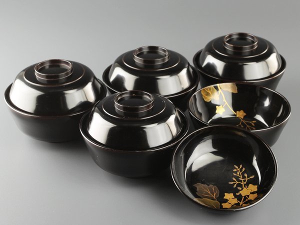 流】茶懐石道具 蒔絵吸物椀五客 WF622 お買い得，限定セール 【公式通販】