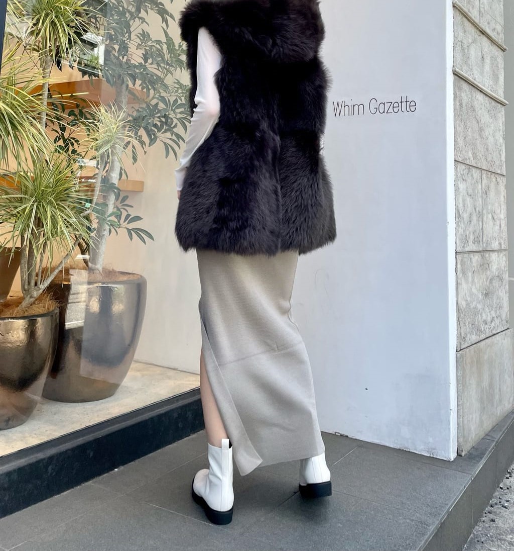 未使用 22AW Whim Gazette ウィムガゼット ミラノリブスリットスカート  