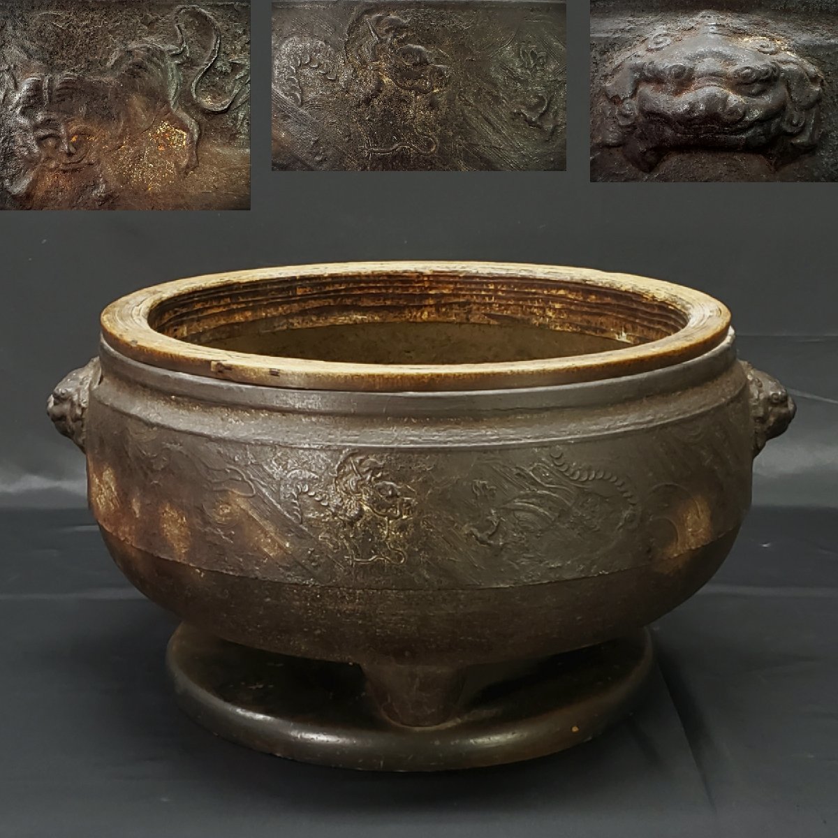 火鉢 久原家伝来 江戸中期頃 葵紋入り 御殿蒔絵火鉢 入蘆花（ロカニイル）