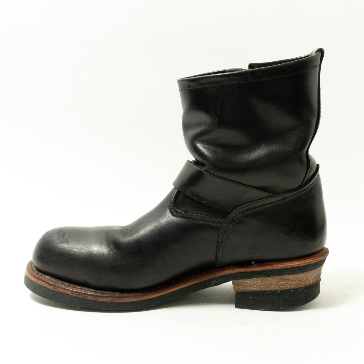 【1円スタート】RED WING レッドウィング 2973 ショートエンジニアブーツ レザーブーツ 革靴 アメリカ製 本革 ブラック 黒 メンズ US8 0 ショートエンジニアブーツ REDWINGレッドウイング エンジニアブーツUA8（26cm） レッドウィングREDWING 25.5