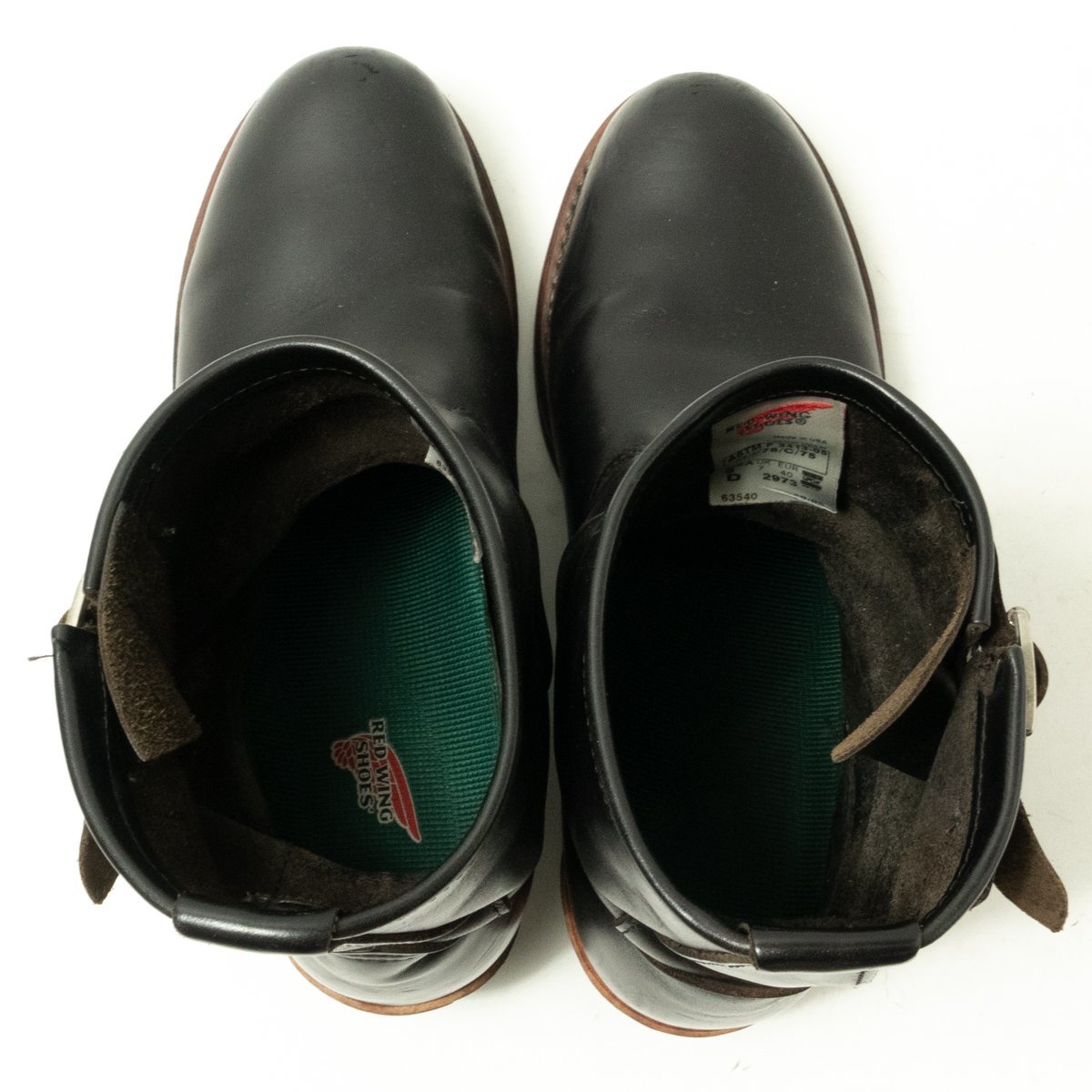 【1円スタート】RED WING レッドウィング 2973 ショートエンジニアブーツ レザーブーツ 革靴 アメリカ製 本革 ブラック 黒 メンズ US8 0 ショートエンジニアブーツ REDWINGレッドウイング エンジニアブーツUA8（26cm） レッドウィングREDWING 25.5
