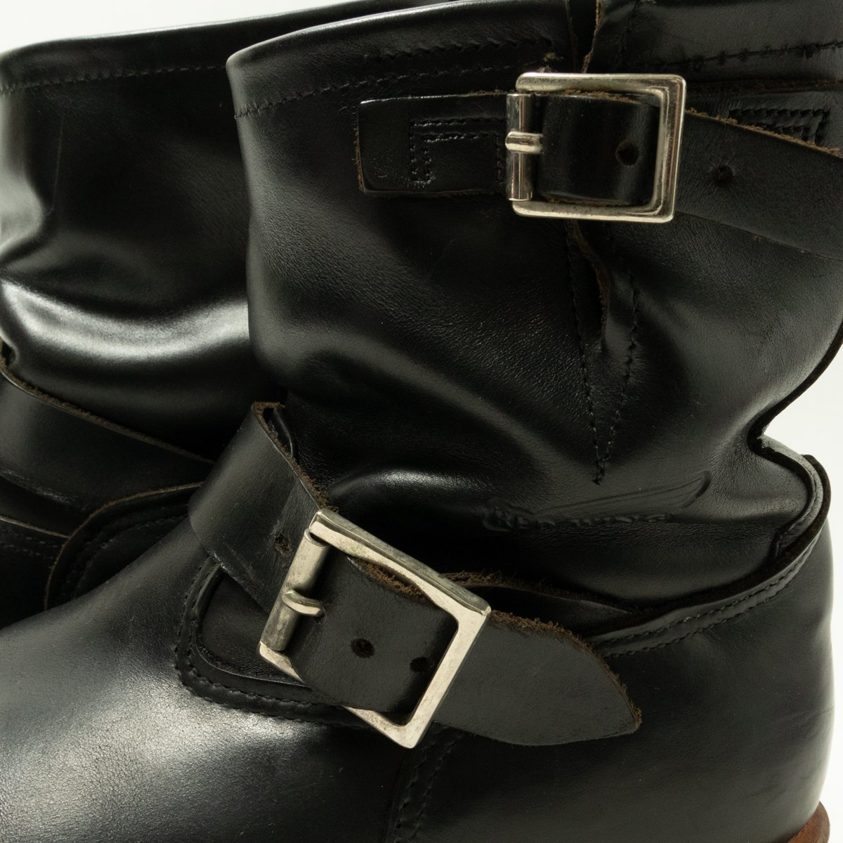 【1円スタート】RED WING レッドウィング 2973 ショートエンジニアブーツ レザーブーツ 革靴 アメリカ製 本革 ブラック 黒 メンズ US8 0 ショートエンジニアブーツ REDWINGレッドウイング エンジニアブーツUA8（26cm） レッドウィングREDWING 25.5