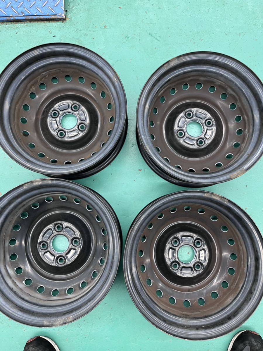 スチールホイール 鉄ホイール 鉄チン 白ホイール 14インチ 4.5J PCD100
