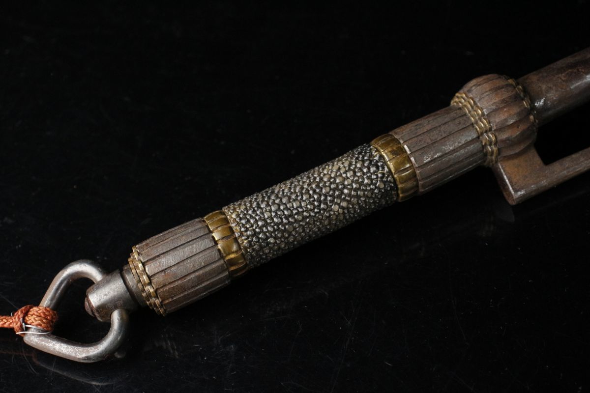 十手 鮫皮巻柄 時代武具 鉄地十手 時代本歌 江戸