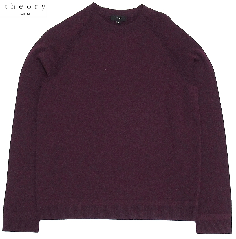 定価￥28，600 美品 Theory セオリー メンズ DONNERS RGL NEOFIL ラグランスリーブ ストレッチ クルーネックニット ワインパープル M