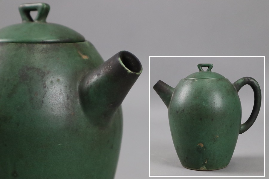 中国古玩 唐物 緑釉 急須 時代物 茶道具 朱泥均窯茶壺 細密細工 古美術