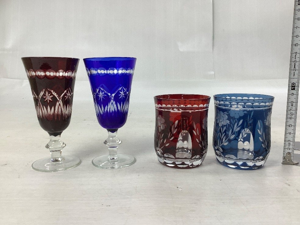 切子グラス カットガラス 色被切子 ロックグラス 酒器/花瓶 13点まとめ
