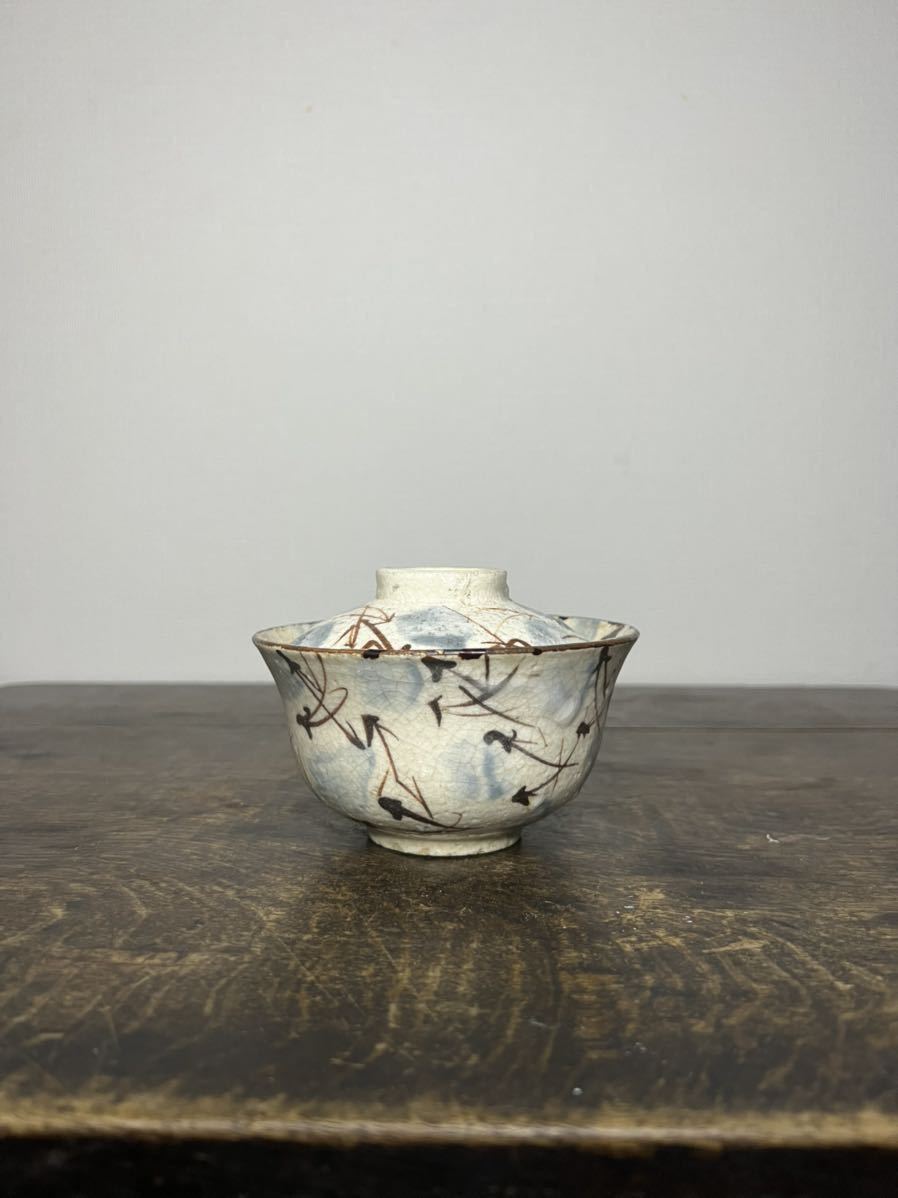 絵瀬戸蓋茶碗 | 古美術いもと :::::(白洲正子旧蔵類品 ) 絵瀬戸 松葉文