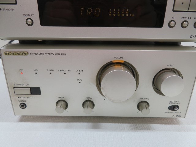 セット☆ONKYO C-705 CDデッキ A-909 プリメインアンプ オンキョー 