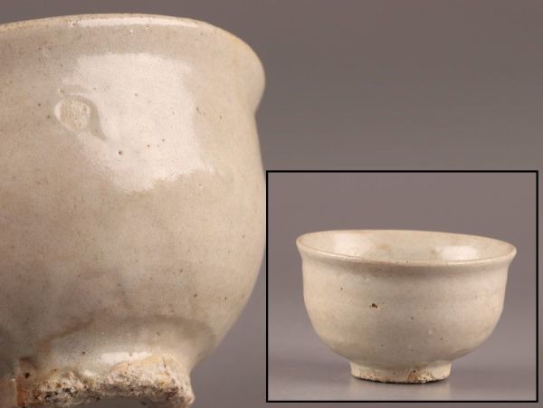 李朝 古美術 朝鮮古陶磁器 時代物 極上品 白磁 茶碗 初だし品 碗