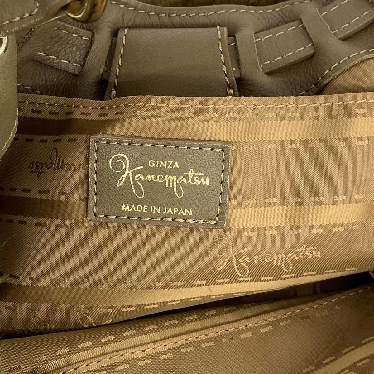 銀座かねまつ GINZA ハンドバッグ ブラウン Kanematsu レザー 