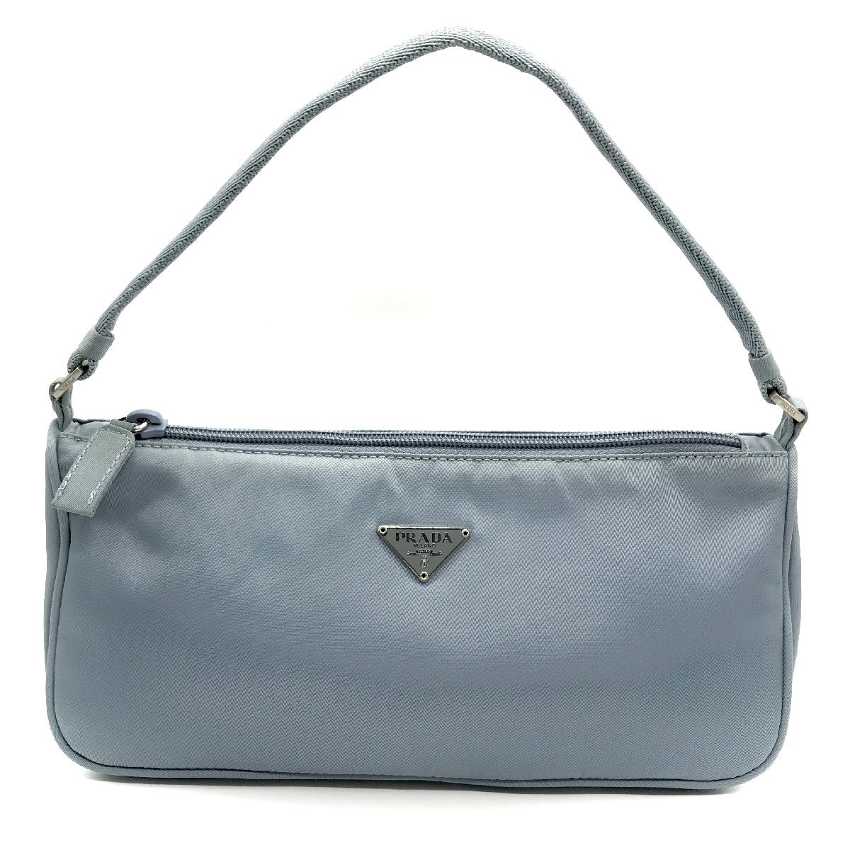 1円 良品 PRADA プラダ 三角ロゴ プレート ナイロン サフィアーノ 