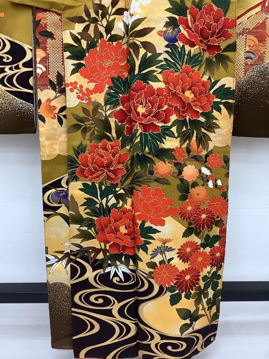 きものcocon☆振袖☆金駒刺繍/成人式/卒業式/結婚式/正絹/からし色系 