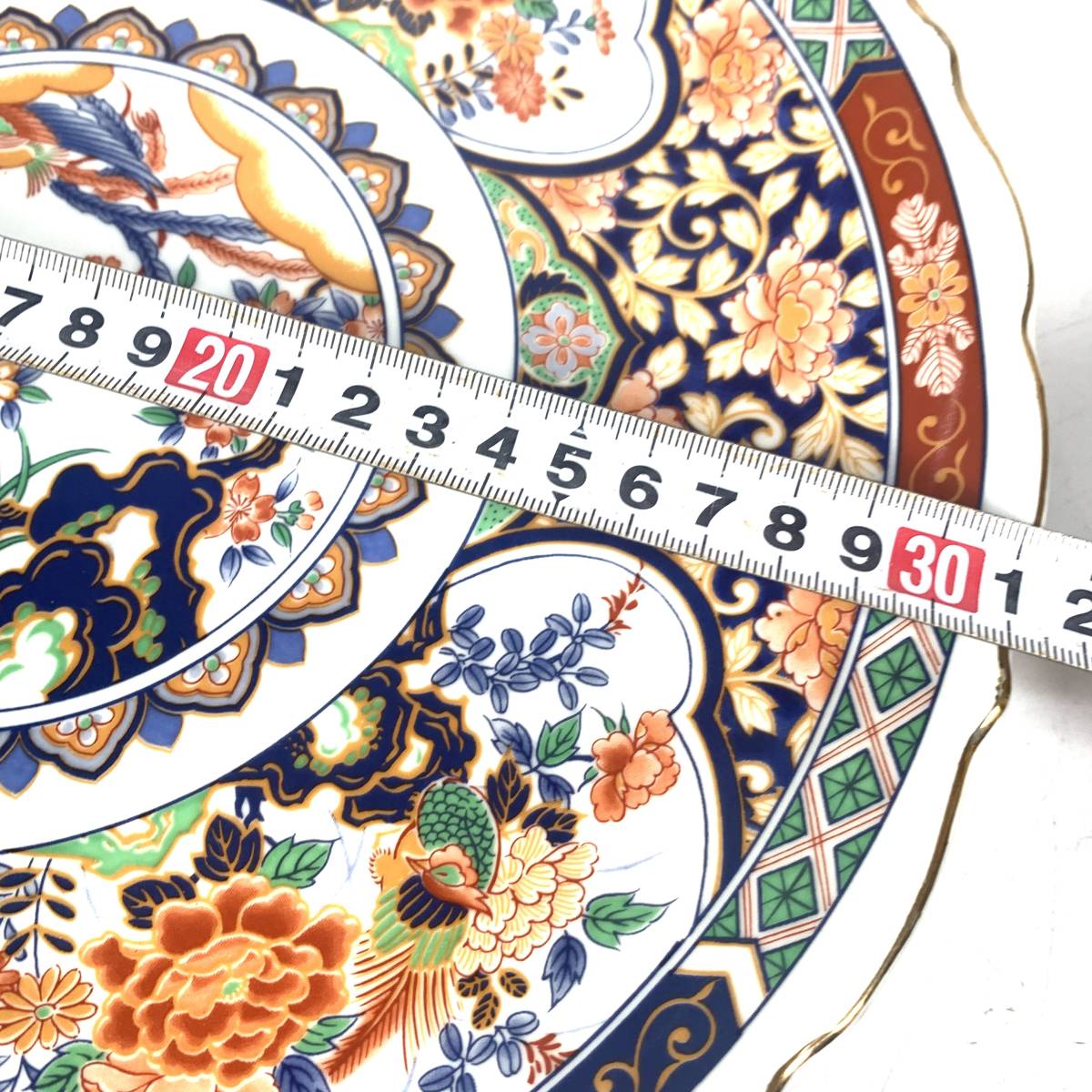 有田焼 古伊万里様式 大皿 飾り皿 金彩 花鳥図 盛鉢 和食器 高台付
