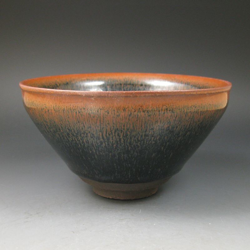 工芸品 茶碗□茶釉 古い天目茶碗 直し有 お茶道具 古美術 時代物 骨董品□