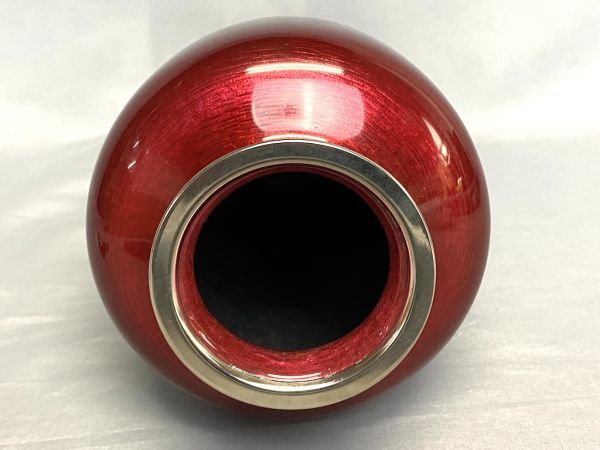 C40】新品/保管品 七宝焼 花瓶 木箱/共箱 金属工芸 飾り台座付き 花
