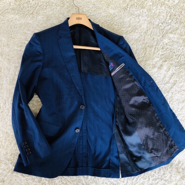 お得，セール ポールスミス&times;ゼニア 大人の色気 Paul Smith LONDON テーラードジャケット ウール サイズM ストライプ ネイビーErmenegildo Zegna(Mサイズ)｜売買されたオークション情報、yahooの商品情報をアーカ Mサイズ