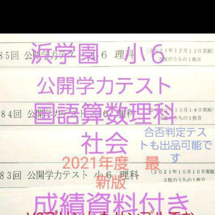 浜学園　小６　成績資料付き　2021年度　公開学力テスト　国語算数理科社会　一年分
