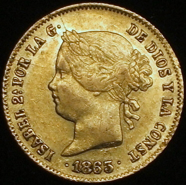 スペイン領フィリピン金貨】(1863年銘 6.8g/87.5%金)(ヨーロッパ スペイン領フィリピン金貨】(1863年銘 6.8g/87.5%金)(ヨーロッパ
