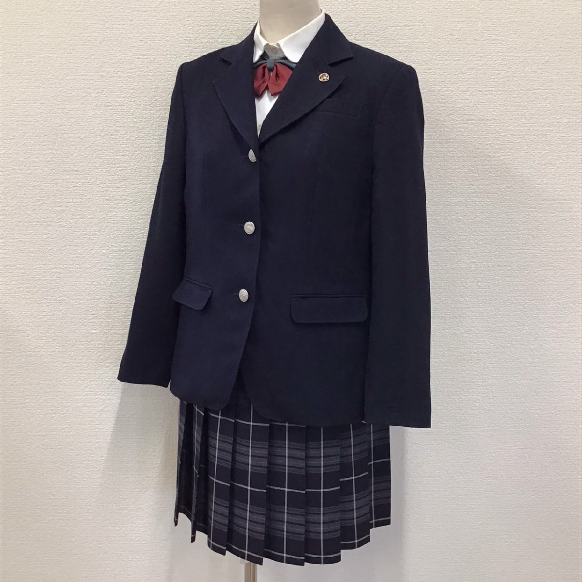 O215 (中古) 香川県 高松中央高校 学生服 4点セット/校章付き/L/W69 