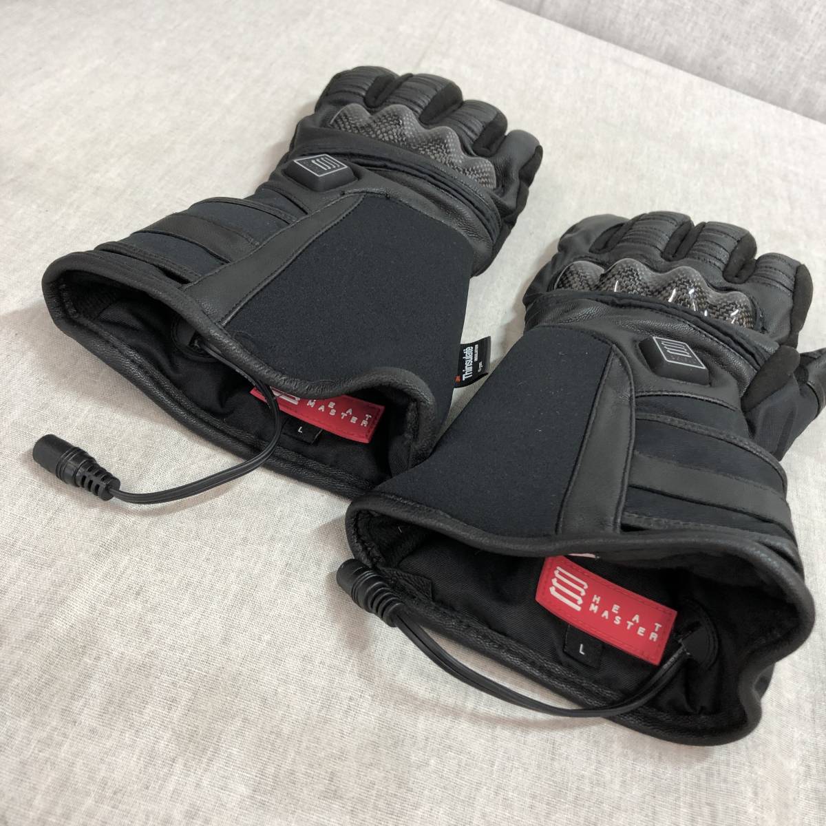 12V ヒートマスター HEATMASTER Webike 12VヒートレザーグローブTYPE-1 (2XL [ヒートマスター] HeatMaster 12V カーボンスポーツグローブ (Lサイズ) ブラック