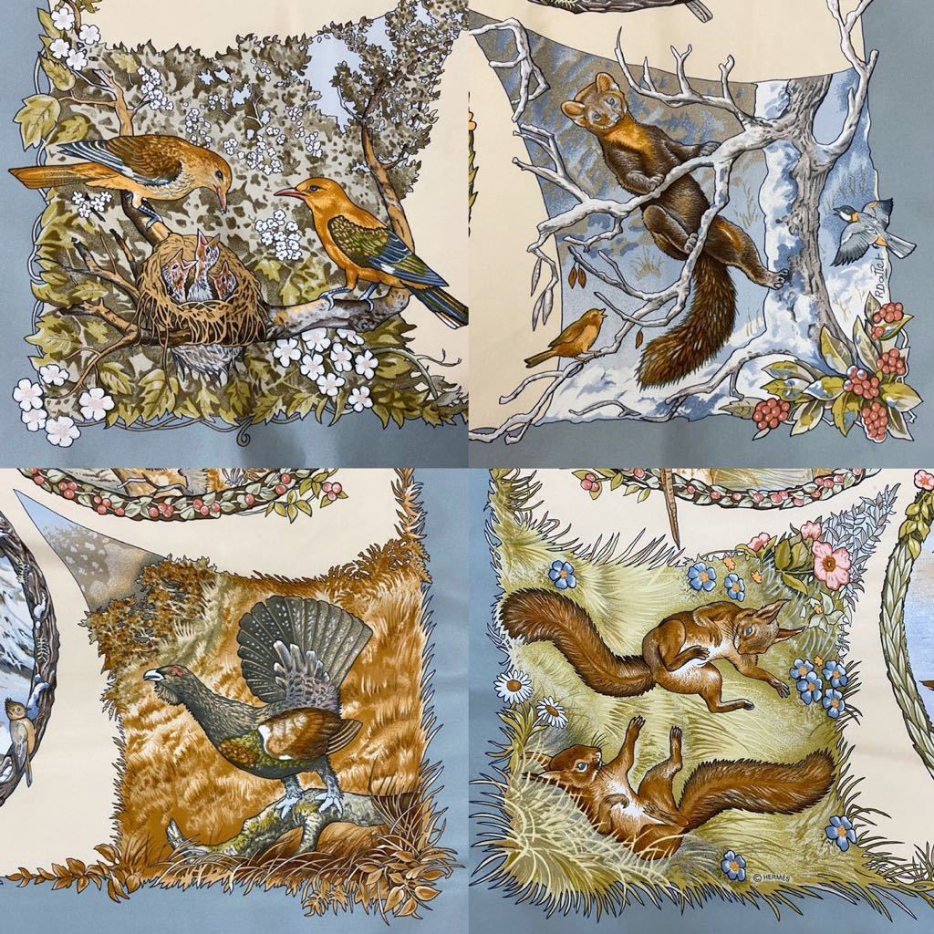 HERMES エルメス カレ90 LES QUATRE SAISONS 大判シルクスカーフ 四季 