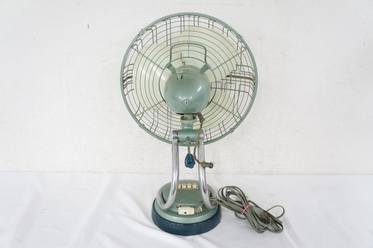 E) 三菱 レトロ扇風機 DM-12NB 三菱扇風機 DM-12L 高級扇 シルバー