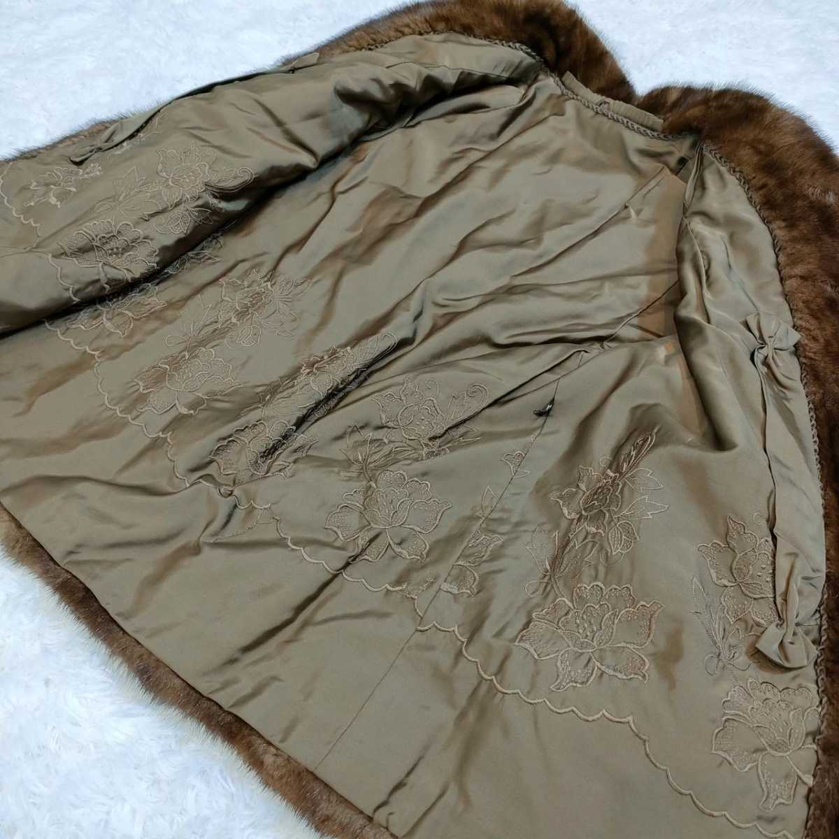SAFURON サフロン リアルファーコート 毛皮 13 L 相当 ブラウン ミドル