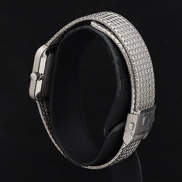 1円 稼働 良品 ユニバーサルジュネーブ QZ 843517 アンティーク スクエア 黒×グレー文字盤レディース腕時計 5930100▽