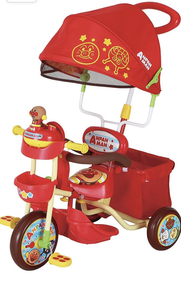 Joy Palette それいけアンパンマン 三輪車 押し棒付き かじとり ジョイパレット(JOYPALETTE) 三輪車 それいけ! アンパンマンデラックス
