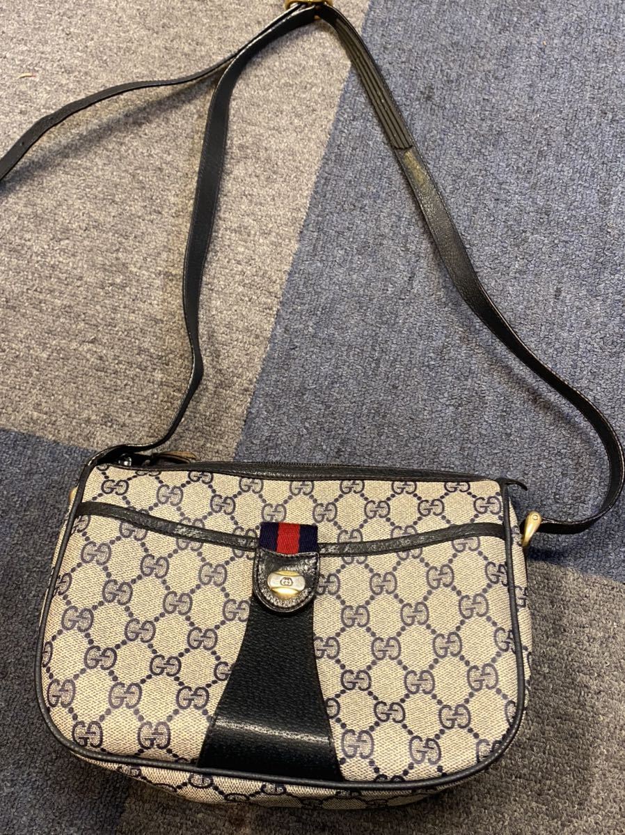 ヴィンテージ オールドグッチ GG スプリーム ショルダーバッグ 斜め掛け 訳あり