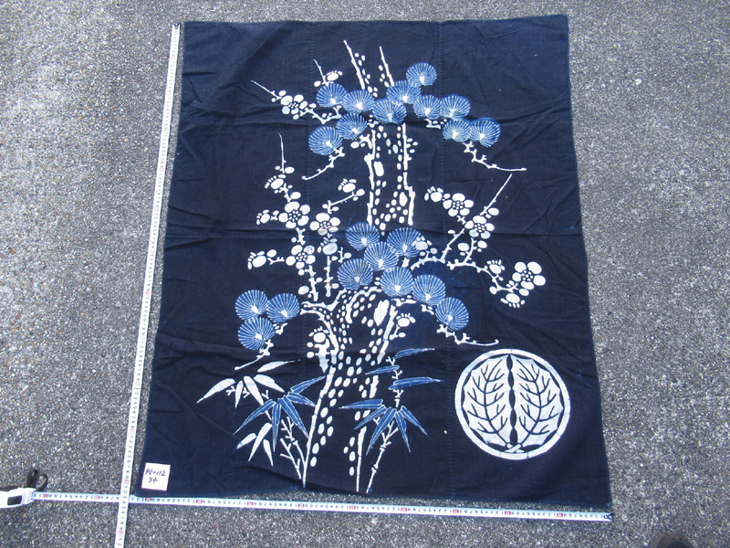 風呂敷 筒描藍染 | 長田染工場 藍染木綿 古布・木綿・昔の藍染の大