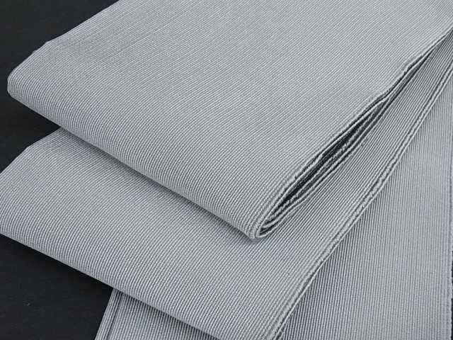 着物屋こころ■男性　爪掻き本綴れ　角帯　色無地　薄墨色　正絹　逸品　A-ms3076