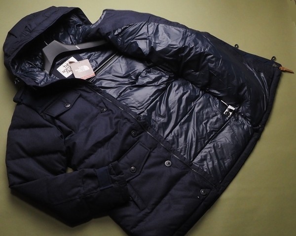 新品正規54800円 ノースフェイス ホワイトレーベル 起毛ヘリンボーン RIDGE グースダウン ジャケット/コート Sネイビー(NAV) ラスト1点