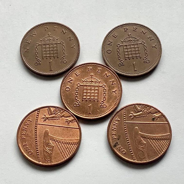 希少品セール】イギリス エリザベス女王肖像デザイン4種類 1ペニー硬貨 