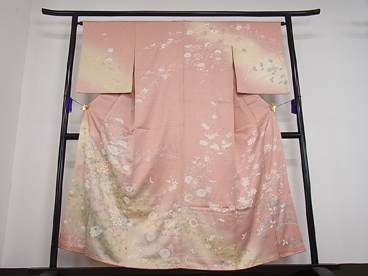平和屋着物□訪問着 駒刺繍 草花文 暈し染め 金彩 逸品 ua0810 【公式