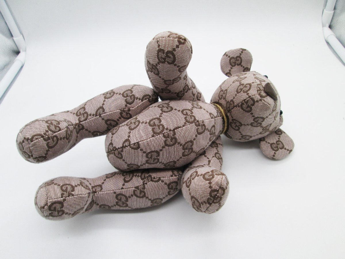 □【美品】GUCCI グッチ GG柄 テディベア キャンバス ぬいぐるみ 人形 