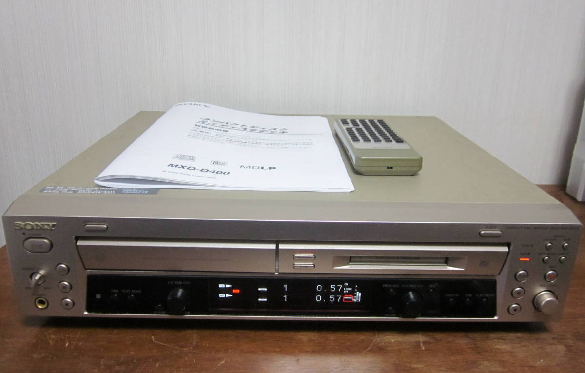 ☆ SONY ソニー CD/MDデッキ MXD-D400 MDLP ／代替リモコン RM-SM11