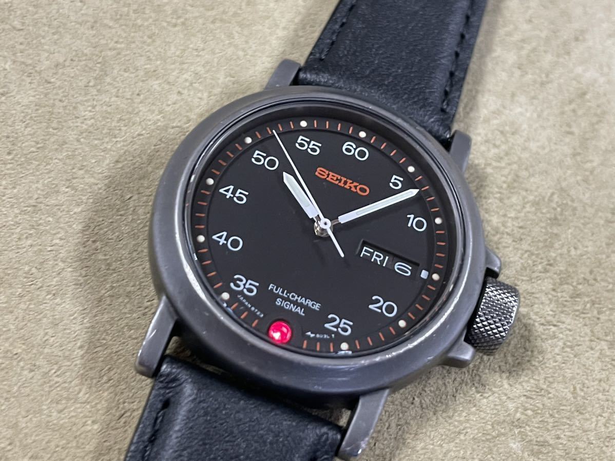 【世界初手巻き発電式・超希少モデル】セイコー インパクト8T23-8020 SEIKO SBAD003 Impact hand wind quartz【二次電池・革バンド交換済】